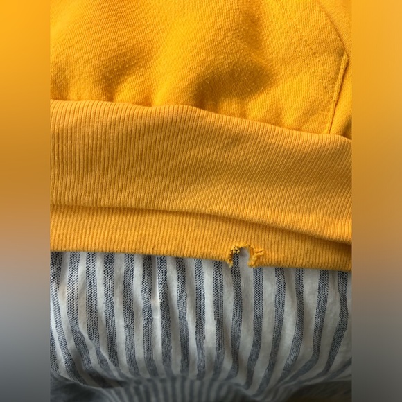 Adidas Yellow Tape Logo Hoodie Yellow Mens Medium - Picture 2 of 5